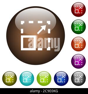 Maximize element white icons on round color glass buttons Stock Vector