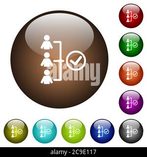 Successful teamwork white icons on round color glass buttons Stock Vector