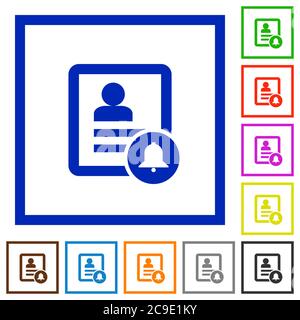Contact notifications flat color icons in square frames on white background Stock Vector