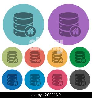 Default database darker flat icons on color round background Stock Vector