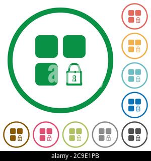 Lock component flat color icons in round outlines on white background Stock Vector