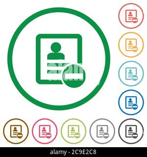 Remove contact flat color icons in round outlines on white background Stock Vector
