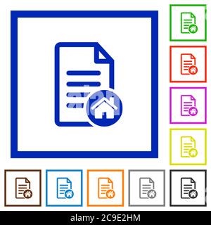 Default document flat color icons in square frames on white background Stock Vector