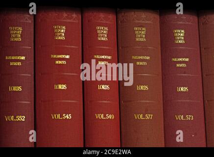 Official report, Parliamentary debates, The House of Lords , Hansard , Vol 545, Westminster , London, England, UK,books,volumes Stock Photo
