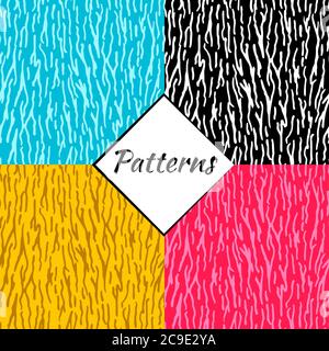 Seamless pattern from freehand lines on a light blue, yellow, pink, black and white background. Abstract drawing. Stock Vector