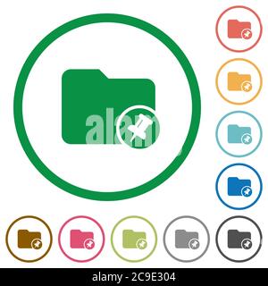 Pin directory flat color icons in round outlines on white background Stock Vector