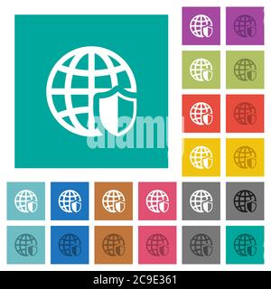 Internet security multi colored flat icons on plain square backgrounds. Included white and darker icon variations for hover or active effects. Stock Vector