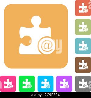 Email plugin flat icons on rounded square vivid color backgrounds. Stock Vector