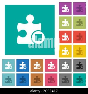 Stop plugin multi colored flat icons on plain square backgrounds. Included white and darker icon variations for hover or active effects. Stock Vector