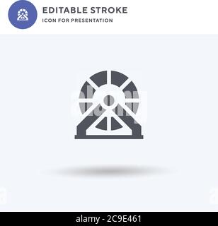Hamster Wheel icon vector, filled flat sign, solid pictogram isolated on white, logo illustration. Hamster Wheel icon for presentation. Stock Vector