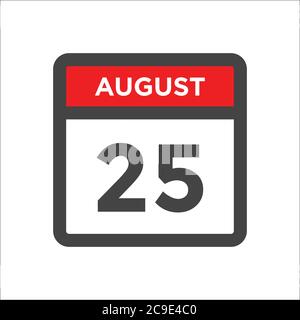 August 25 calendar icon with day and month Stock Vector