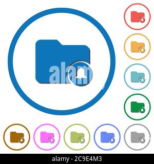 Directory alerts flat color vector icons with shadows in round outlines on white background Stock Vector
