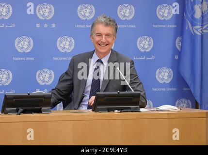 New York, NY, USA. 30th July, 2020. United Nations, New York, USA, July 30, 2020 - Christoph Heusgen, Permanent Representative of Germany to the United Nations and President of the Security Council for the month of July Press Comference today at the UN Headquarters in New York.Photo: Luiz Rampelotto/EuropaNewswire.PHOTO CREDIT MANDATORY. Credit: Luiz Rampelotto/ZUMA Wire/Alamy Live News Stock Photo