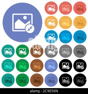 Resize image small multi colored flat icons on round backgrounds. Included white, light and dark icon variations for hover and active status effects, Stock Vector