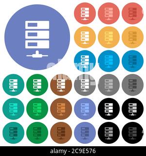 Data network multi colored flat icons on round backgrounds. Included white, light and dark icon variations for hover and active status effects, and bo Stock Vector