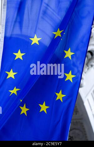 close up of Union European flag waving Stock Photo