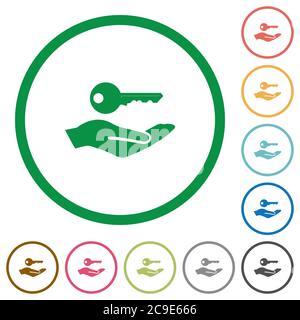 Security service flat color icons in round outlines on white background Stock Vector