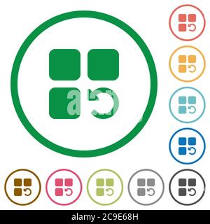 Undo component operation flat color icons in round outlines on white background Stock Vector