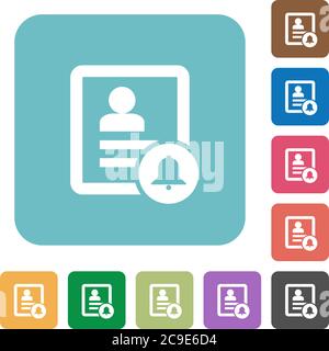 Contact notifications white flat icons on color rounded square backgrounds Stock Vector