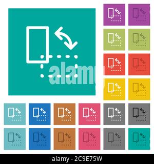 Rotate element multi colored flat icons on plain square backgrounds. Included white and darker icon variations for hover or active effects. Stock Vector