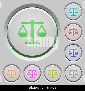 Balance color icons on sunk push buttons Stock Vector