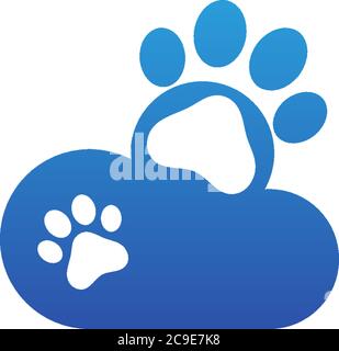Dog footprint cloud logo design concept illustration Stock Vector