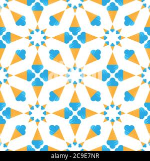 seamless pattern of blue ice cream cone on white background. Vector image Stock Vector