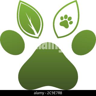 Dog footprint logo icon design concept illustration Stock Vector
