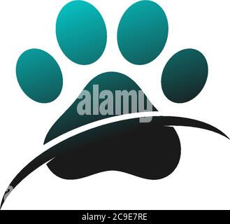 Dog footprint logo icon design concept illustration Stock Vector