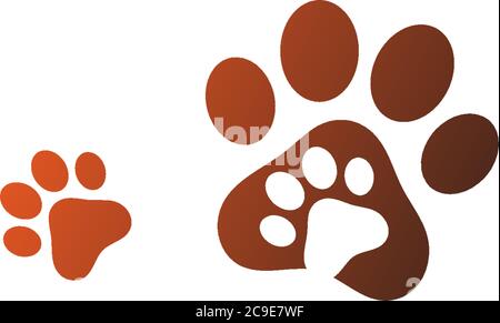 Dog footprint logo icon design concept illustration Stock Vector