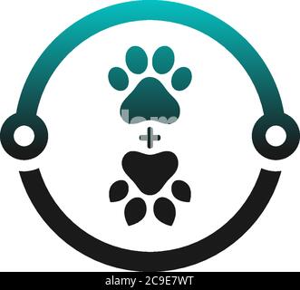 Dog footprint logo icon design concept illustration Stock Vector
