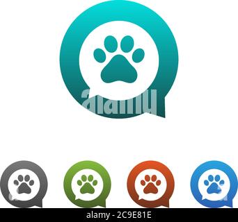 Dog footprint bubble chat logo design concept illustration Stock Vector