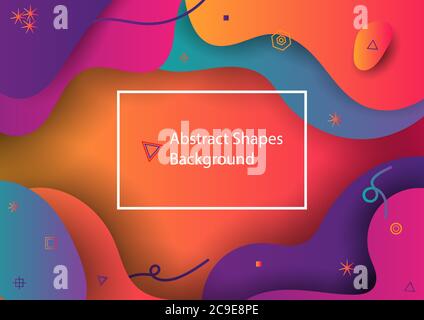 Color elements with fluid gradient. Dynamic style banner design form liquid concept. Creative illustration for poster, web, landing, page, cover, ad, Stock Vector