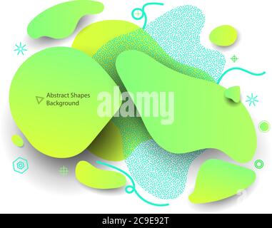 Abstract shapes dynamic concept background. Unique decorative graphic elements. Banner art with a gradient shape. Minimal modern style colored composi Stock Vector