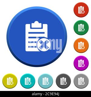 Note cancel round color beveled buttons with smooth surfaces and flat white icons Stock Vector