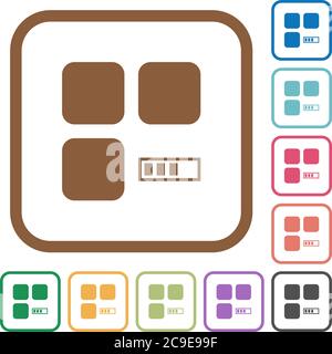 Component processing simple icons in color rounded square frames on white background Stock Vector