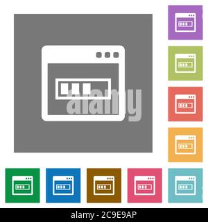 Application installing flat icons on simple color square backgrounds Stock Vector