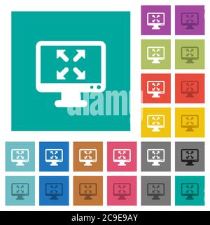 Change to fullscreen view multi colored flat icons on plain square backgrounds. Included white and darker icon variations for hover or active effects. Stock Vector