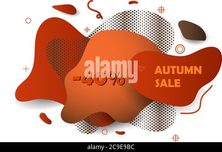 Autumn sale abstract shapes dynamic banner. Unique abstract graphic elements. Design template for presentation or flyer. Background with a gradient sh Stock Vector