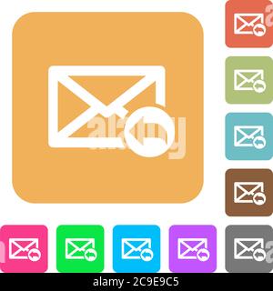 Reply mail flat icons on rounded square vivid color backgrounds. Stock Vector