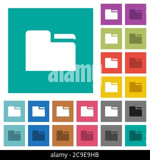 Tab folder multi colored flat icons on plain square backgrounds. Included white and darker icon variations for hover or active effects. Stock Vector
