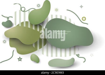 Nature abstract green graphic elements. Liquid shapes dynamic background. Banner with a gradient shape. Modern style composition. EPS10 vector illustr Stock Vector