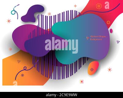Abstract Banner with Ultra color gradient shape isolated on white background.  Unique abstract graphic elements. Minimal modern style composition. EPS Stock Vector