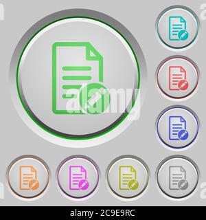 Rename document color icons on sunk push buttons Stock Vector