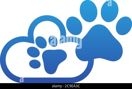 Dog footprint cloud logo design concept illustration Stock Vector