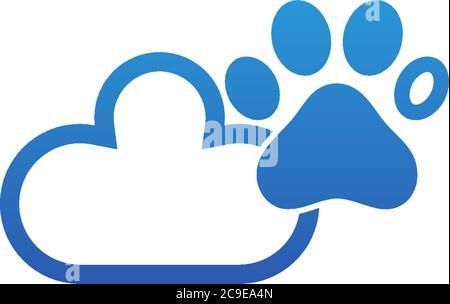 Dog footprint cloud logo design concept illustration Stock Vector