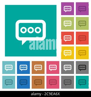 Working chat multi colored flat icons on plain square backgrounds. Included white and darker icon variations for hover or active effects. Stock Vector