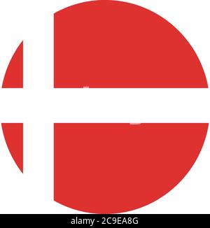 Denmark flag button on white Stock Vector