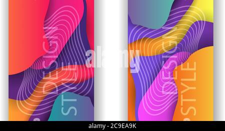 Layout for flyer, party poster or brochure with color vibration waves. Template for the design of modern covers with a backdrop of an abstract color g Stock Vector