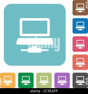 Network database white flat icons on color rounded square backgrounds Stock Vector